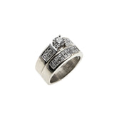 Mesmerizing - Vintage 14K White Gold Natural Diamond Wedding Ring Set (VR1046)