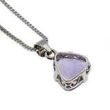 Striking - Estate Sterling Silver Amethyst Solitaire Pendant & Chain (EP056)