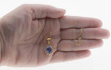 Tantalizing Tanzanite - Vintage 14K Gold Tanzanite & Diamond Cluster Pendant With Chain (VP176)