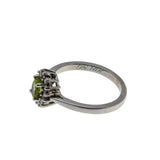 Dew Drops - Vintage 14K White Gold Natural Peridot & Diamond Cluster Ring (VR1047)