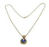 Tantalizing Tanzanite - Vintage 14K Gold Tanzanite & Diamond Cluster Pendant With Chain (VP176)