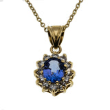Tantalizing Tanzanite - Vintage 14K Gold Tanzanite & Diamond Cluster Pendant With Chain (VP176)