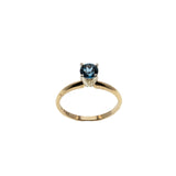 Classic Blue - Vintage 14K Gold Natural London Blue Topaz Solitaire Ring (VR1049)
