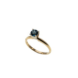 Classic Blue - Vintage 14K Gold Natural London Blue Topaz Solitaire Ring (VR1049)
