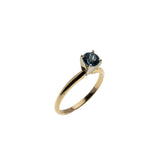 Classic Blue - Vintage 14K Gold Natural London Blue Topaz Solitaire Ring (VR1049)