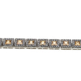 Canary Yellow Adornment - Vintage Sterling Silver Radiant Cut Cubic Zirconia Tennis Bracelet (VB133)
