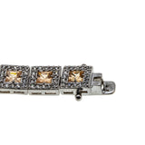 Canary Yellow Adornment - Vintage Sterling Silver Radiant Cut Cubic Zirconia Tennis Bracelet (VB133)