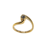 Simplicity - Vintage Signed 'Sarah Coventry' Gold Plated Crystal Rhinestone Solitaire Ring (VR1051)