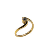 Simplicity - Vintage Signed 'Sarah Coventry' Gold Plated Crystal Rhinestone Solitaire Ring (VR1051)