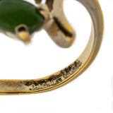 Sarah Coventry - Vintage Gold Plated Simulated Jade Bypass Ring (VR1054)