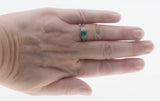 May Birthstone & Hearts - Estate Sterling Silver Natural Emerald Engraved Filigree Ring (ER426)