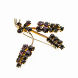 Plum Bouquet - Vintage Victorian Revival Gold Plated Austrian Crystal Rhinestone Flower Brooch (VBR218)