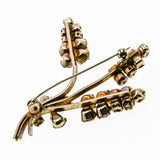Plum Bouquet - Vintage Victorian Revival Gold Plated Austrian Crystal Rhinestone Flower Brooch (VBR218)