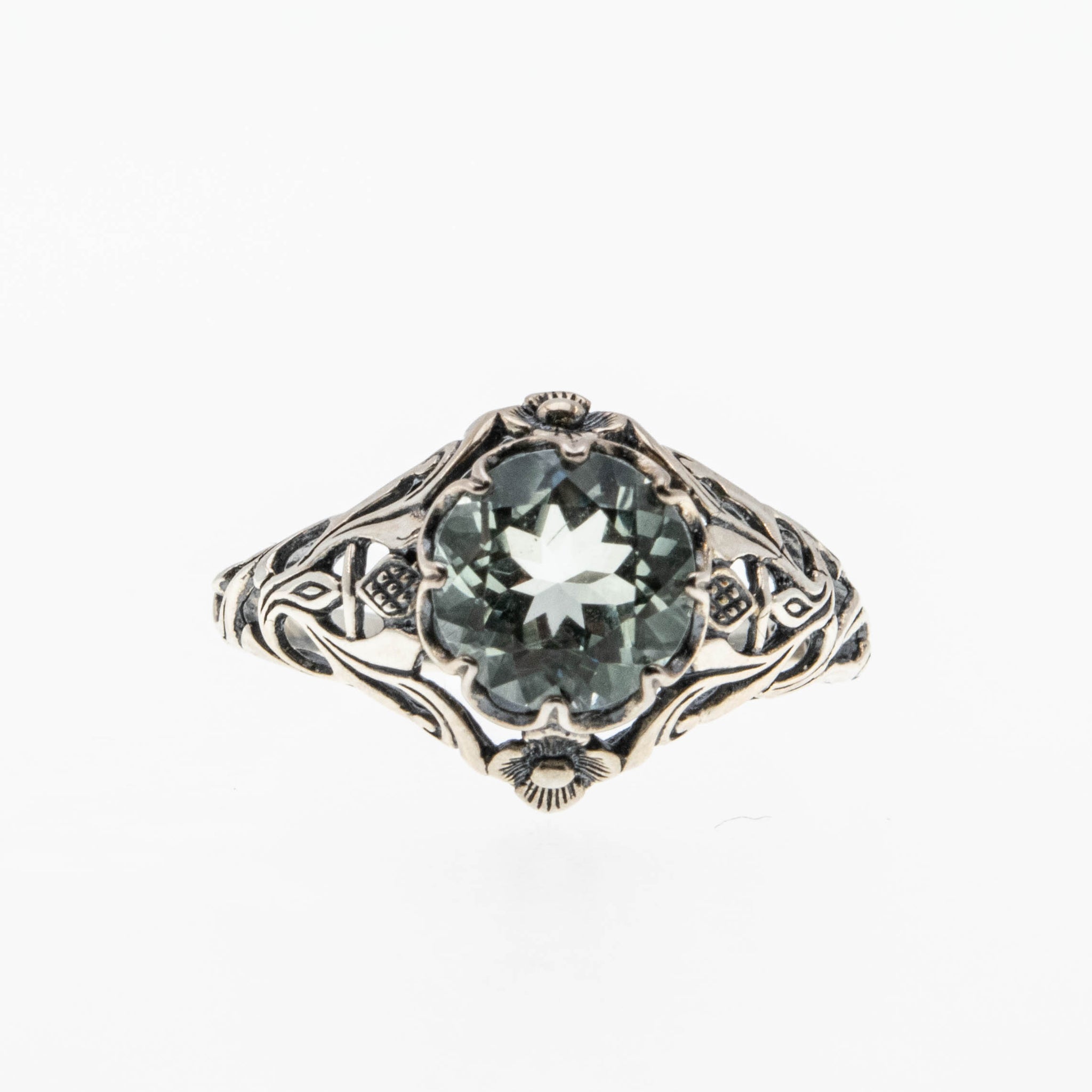 Estate Sterling Silver Natural Green Amethyst (ER433)