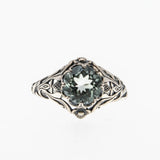 Estate Sterling Silver Natural Green Amethyst (ER433)