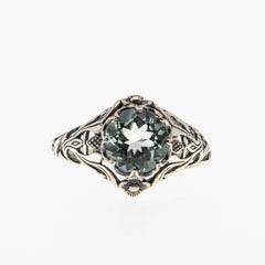 Estate Sterling Silver Natural Green Amethyst (ER433)