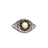 Let The Sun Come In - Estate Sterling Silver Natural Citrine Filigree Ring (ER436)