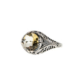 Let The Sun Come In - Estate Sterling Silver Natural Citrine Filigree Ring (ER436)
