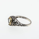 November Birthstone - Estate Sterling Silver natural Citrine Filigree Ring (ER438)