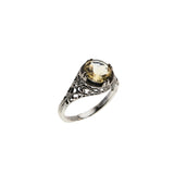 November Birthstone - Estate Sterling Silver natural Citrine Filigree Ring (ER438)