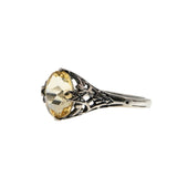 Hello Sunshine - Estate Sterling Silver Natural Citrine Filigree Ring (ER439)