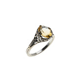 Hello Sunshine - Estate Sterling Silver Natural Citrine Filigree Ring (ER439)