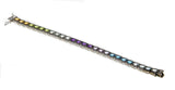 Over The Rainbow - Estate Sterling Silver Multi Gemstone 'Citrine, Peridot, Prasiolite, Amethyst, Blue & White Topaz' Tennis Bracelet (EB026)