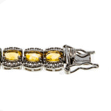 Over The Rainbow - Estate Sterling Silver Multi Gemstone 'Citrine, Peridot, Prasiolite, Amethyst, Blue & White Topaz' Tennis Bracelet (EB026)
