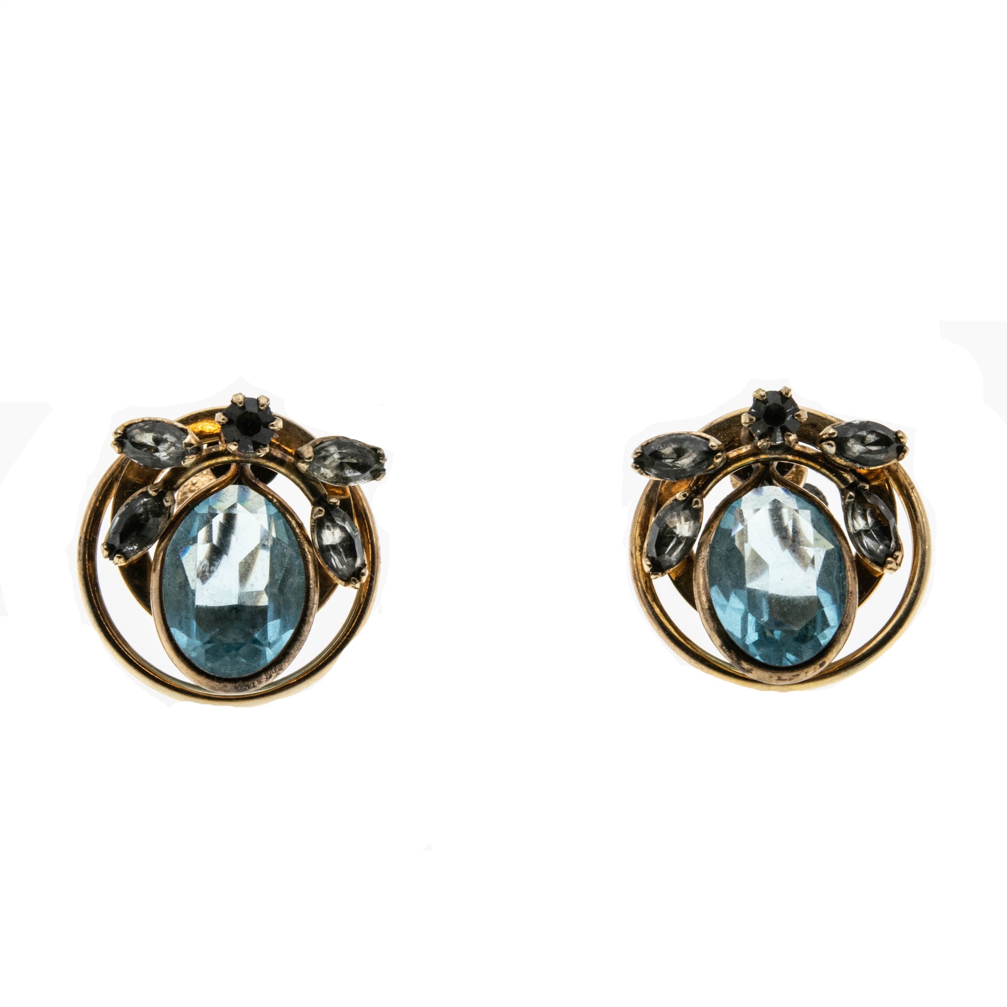 Retro Blossoms - Vintage 12K Gold Filled Paste Screw Back Earrings (VE374)