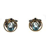 Retro Blossoms - Vintage 12K Gold Filled Paste Screw Back Earrings (VE374)