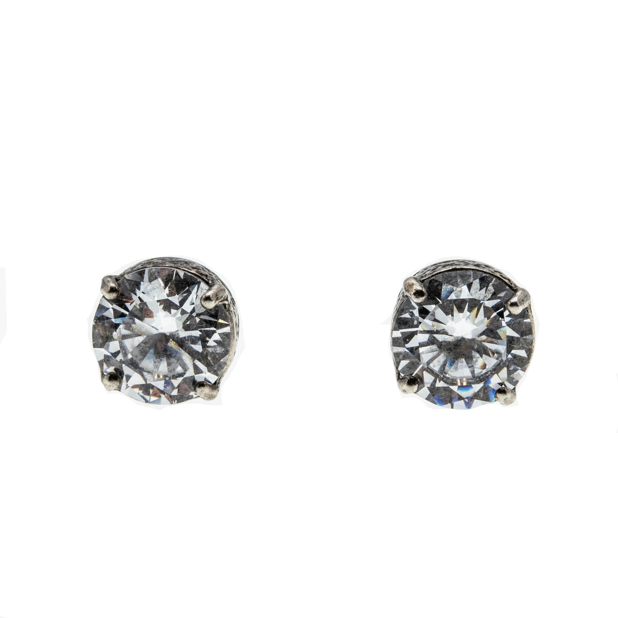 Grandeur Sparklers - Estate Sterling Silver Cubic Zirconia Stud Earrings (EE205)