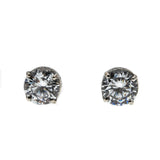 Grandeur Sparklers - Estate Sterling Silver Cubic Zirconia Stud Earrings (EE205)