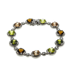 Autumn Hues - Vintage Sterling Silver Crystal Tennis Bracelet (VB134)