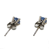Brilliant Skies - Estate 14K White Gold Natural Blue Sapphire Stud Earrings (EE213)