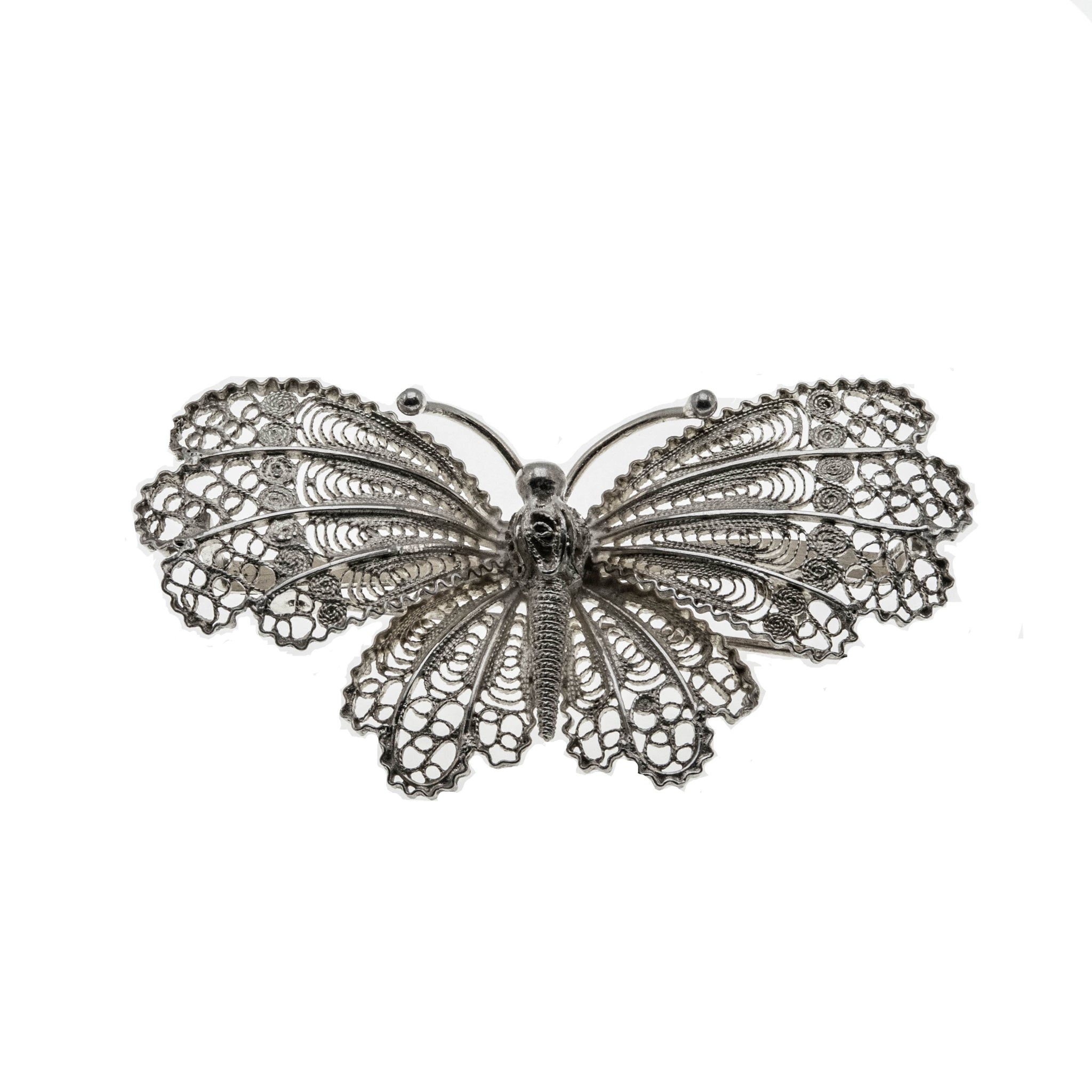 Take Flight - Art Deco 800 Silver Filigree Butterfly Brooch (ADBR010)