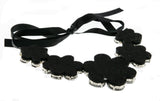 Sparkling Flowers - Estate Silver Toned Metal Crystal Rhinestone Flower Necklace (EN025)