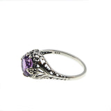 Passion - Estate Sterling Silver Natural Amethyst Filigree Ring  (ER302)