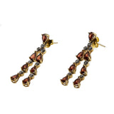 Glittering Dreams - Vintage 10K Gold Natural Garnet & Diamond Dangly Earrings (VE382)