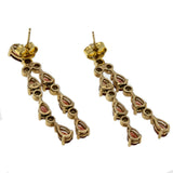 Glittering Dreams - Vintage 10K Gold Natural Garnet & Diamond Dangly Earrings (VE382)