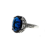 Deep Sky - Estate Sterling Silver Blue Sapphire Filigree Ring (ER306)