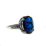 Deep Sky - Estate Sterling Silver Blue Sapphire Filigree Ring (ER306)