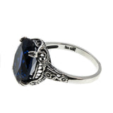 Deep Sky - Estate Sterling Silver Blue Sapphire Filigree Ring (ER306)