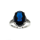 Deep Sky - Estate Sterling Silver Blue Sapphire Filigree Ring (ER306)