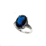 Deep Sky - Estate Sterling Silver Blue Sapphire Filigree Ring (ER306)
