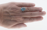 Ocean View - Estate Sterling Silver Natural Blue Topaz Floral Filigree Ring (ER307)