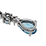 Raindrops - Estate 10K White Gold Natural Swiss Blue Topaz & Diamond Pendant & 14K Chain (EP062)