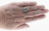 Blue Mist - Art Deco 14K White Gold Natural Aquamarine Cabochon Filigree Ring (ADR244)
