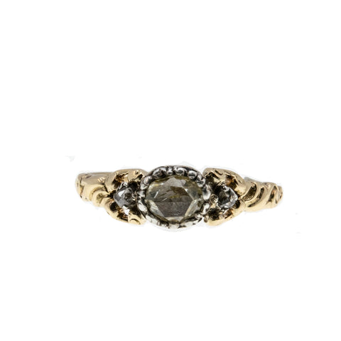 Age Of Elegance - Victorian 14K Gold & Silver Natural Dutch Rose Cut Diamond Ring (VICR159)