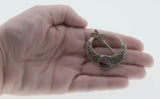 Kida Of London - Vintage Signed 'Kida' Silver Metal Glass Agate Celtic Brooch (VBR233)