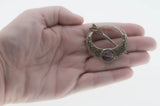 Kida Of London - Vintage Signed 'Kida' Silver Metal Glass Agate Celtic Brooch (VBR233)